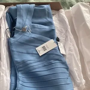 slim fit dress slacks Herve Leger Icon Mini Dress